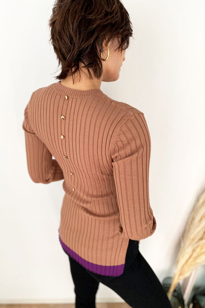 un number 「bi-color」リブニットセーター