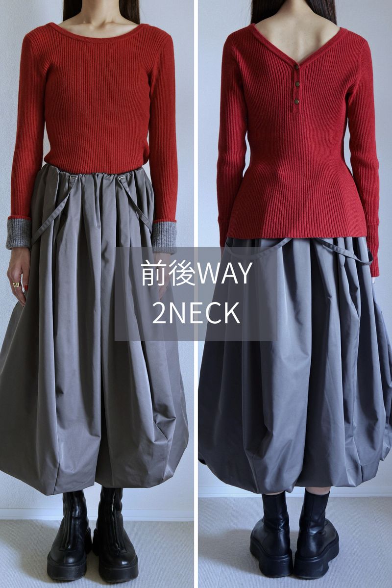【CHARME SHEER】アルパカ混前後2WAYリブニット