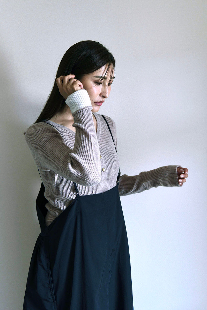 【CHARME SHEER】アルパカ混前後2WAYリブニット