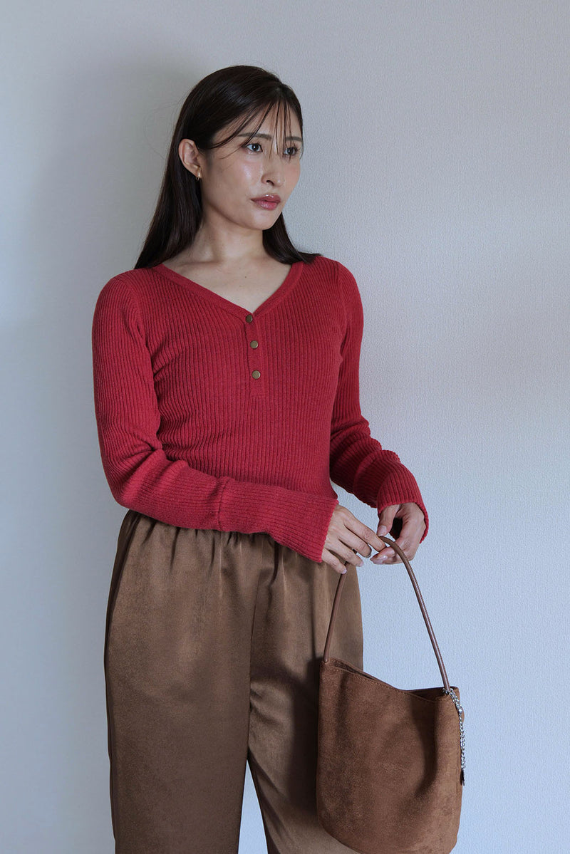 【CHARME SHEER】アルパカ混前後2WAYリブニット
