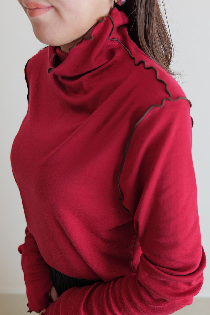 【TETE4】リヨセルボトルネック配色メローカットソー