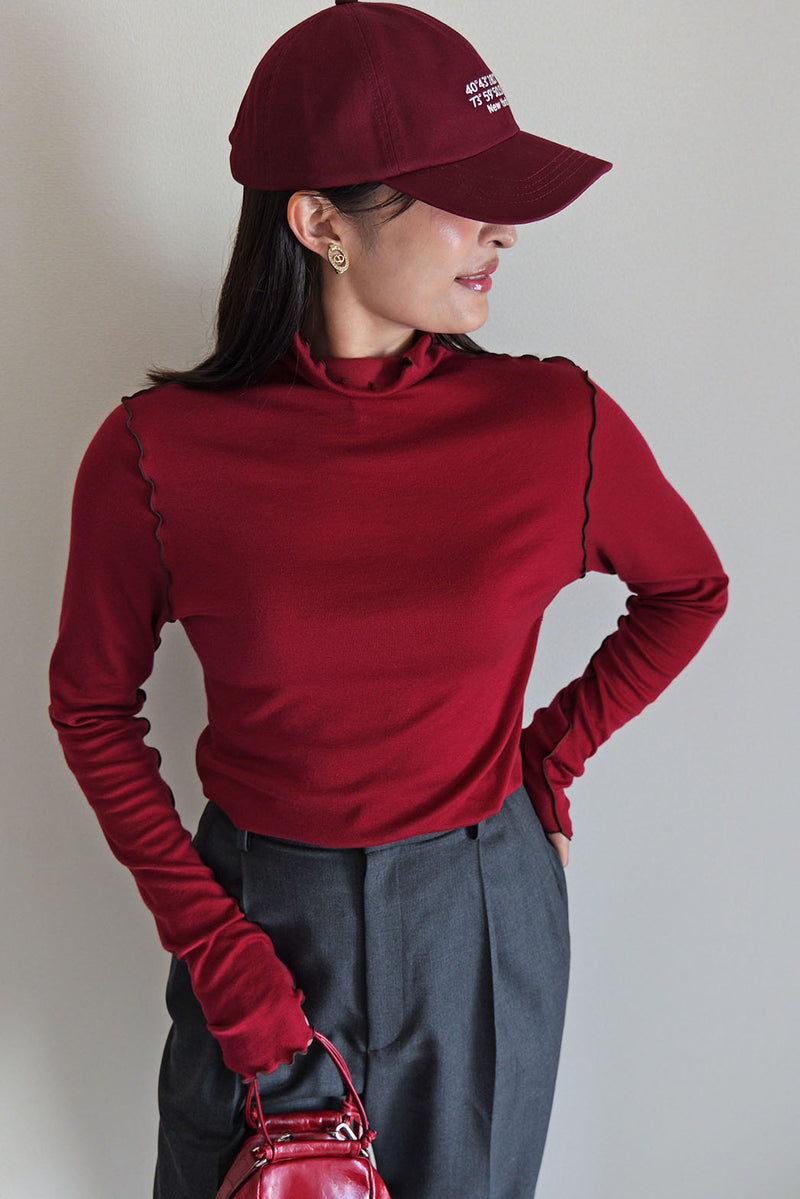 【TETE4】リヨセルボトルネック配色メローカットソー