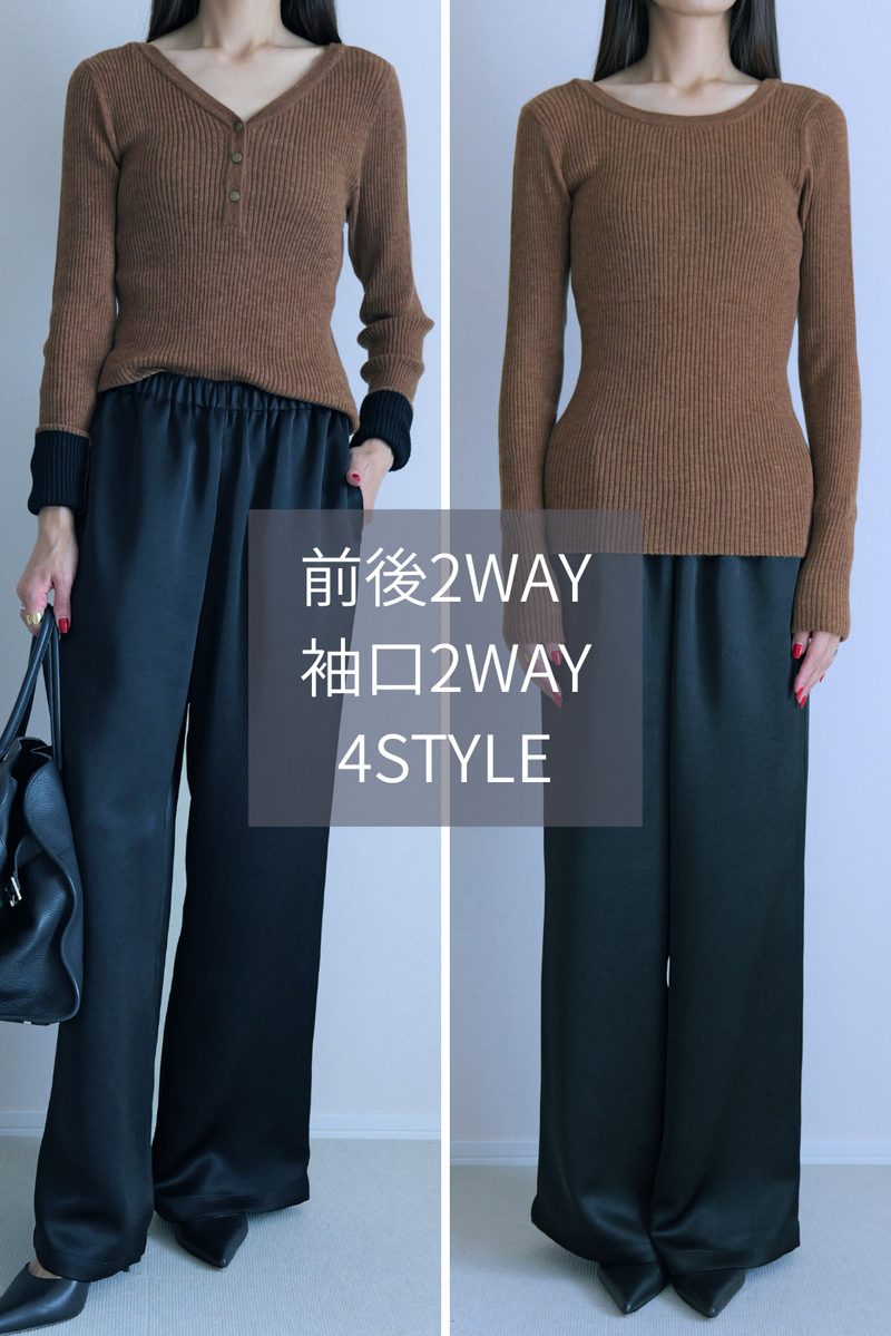 【CHARME SHEER】アルパカ混前後2WAYリブニット