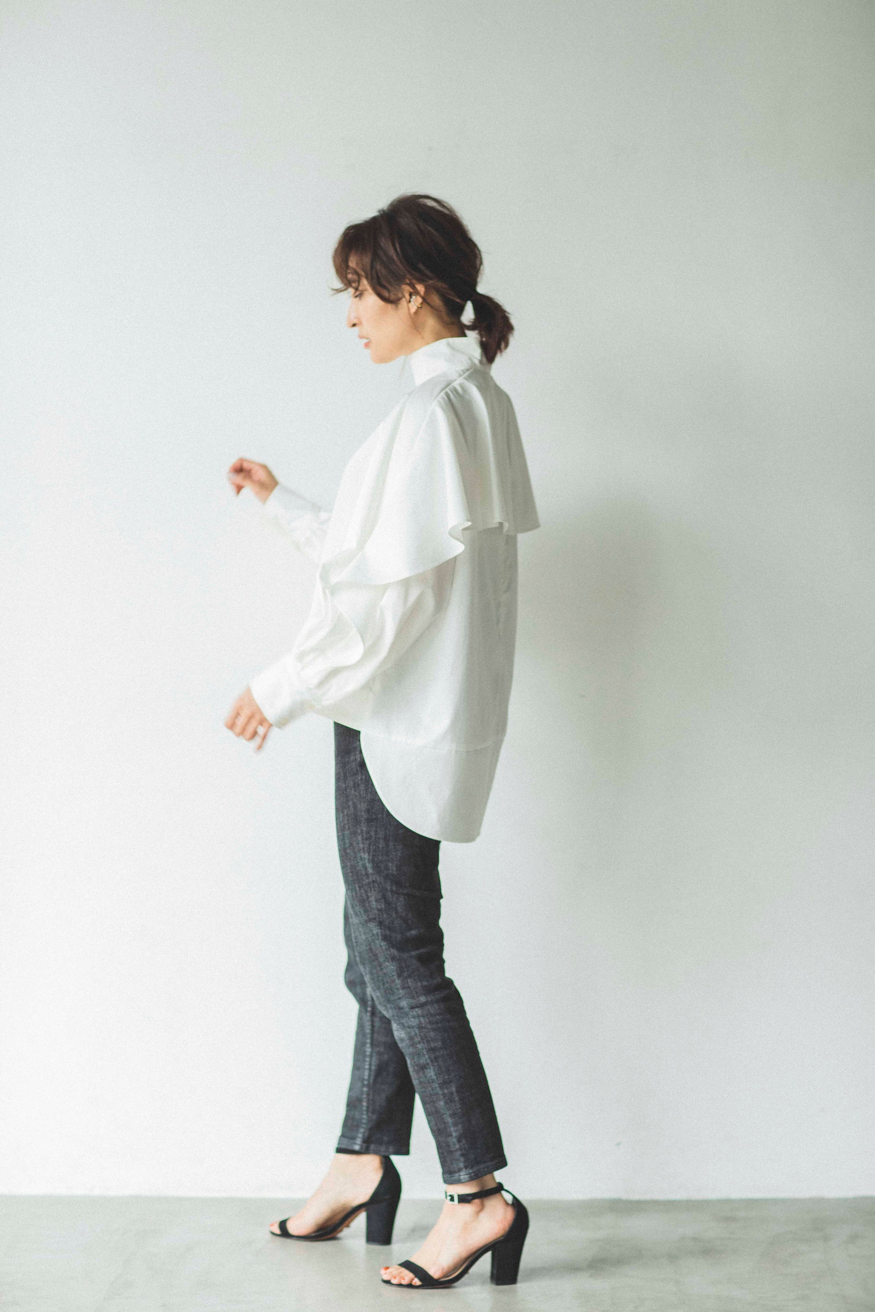 UN3D.◆21AW/CAPE SH/ケープシャツ/長袖ブラウス/XO/KHK/522150400301-01 ケープシアーブラウス【メール便可／80】 | ur's（ユアーズ）
