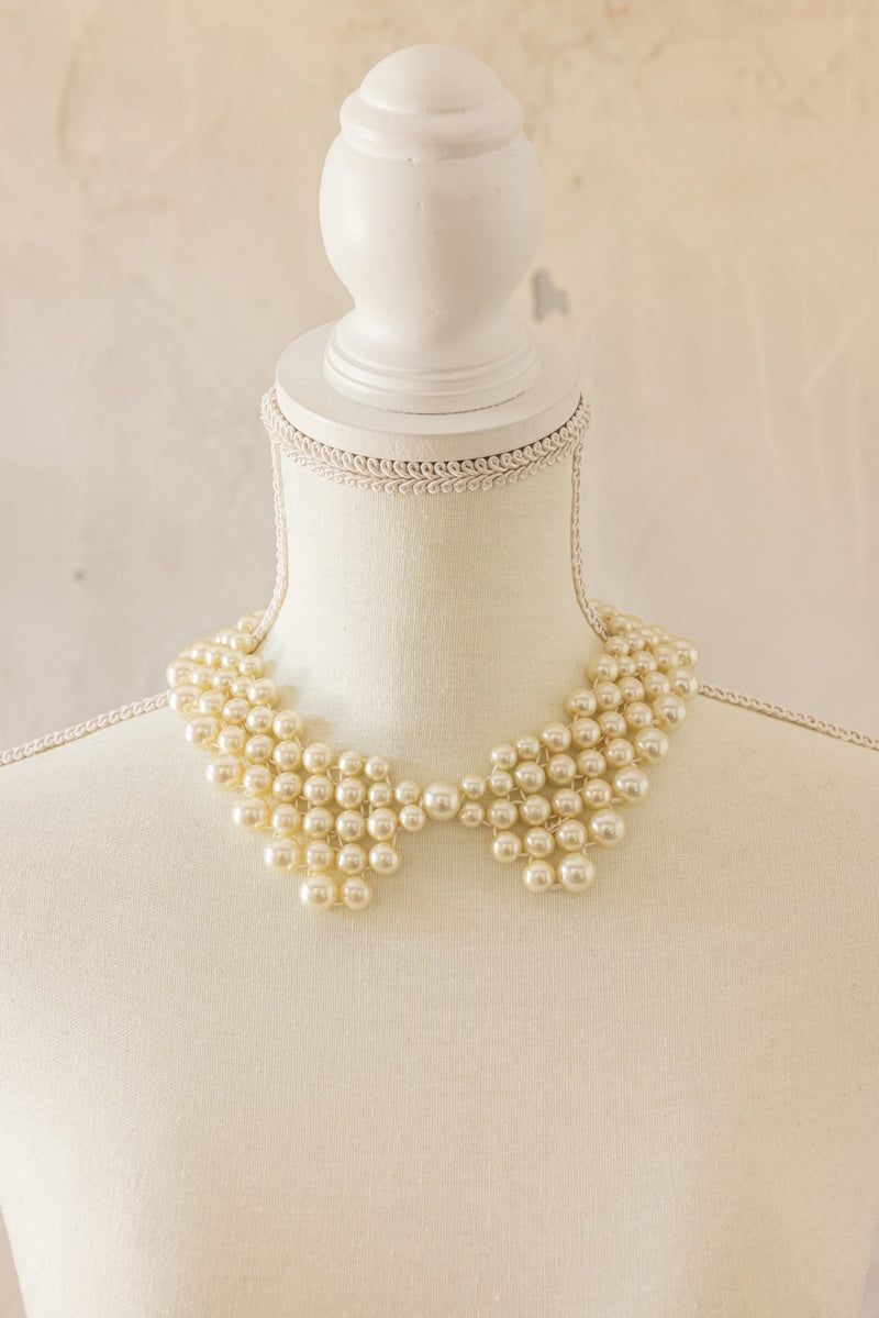 【pearl】つけ襟風パールベロアネックレス