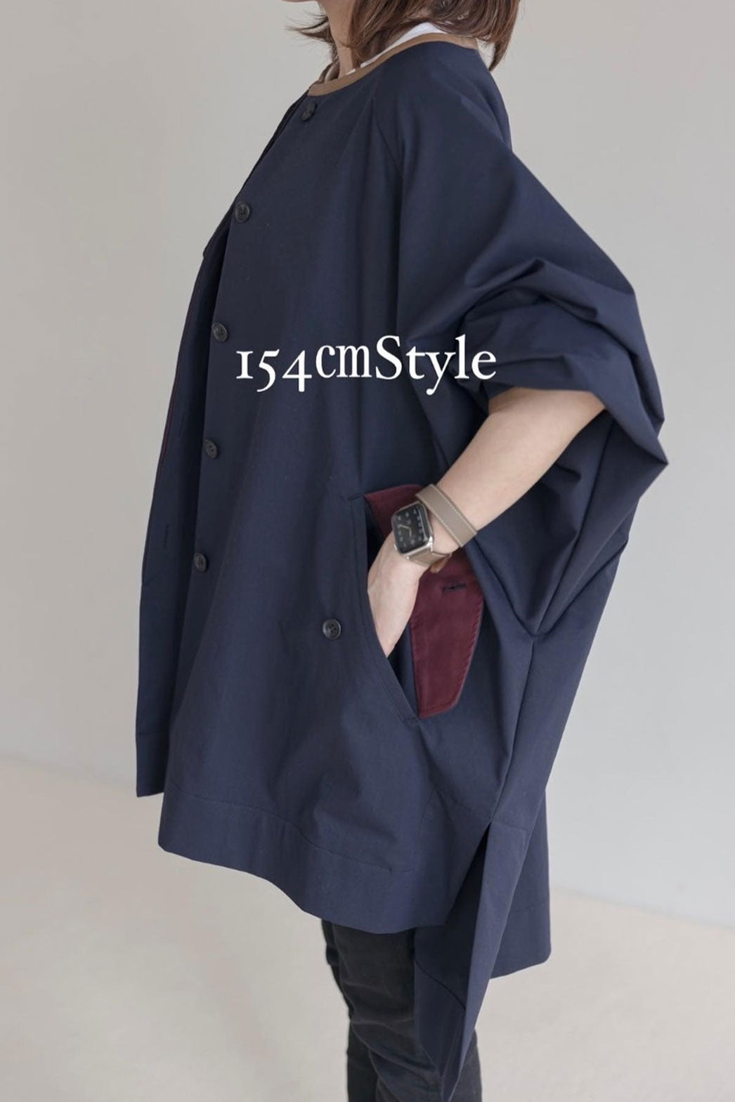 unnumber ボックスショートトレンチ前裾巾79cm